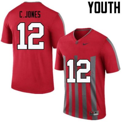 Youth Ohio State Buckeyes #12 Cardale Jones Throwback Nike NCAA College Football Jersey August MIM5844NZ